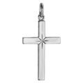 Pendentif croix en argent rhodi&eacute; avec &eacute;toile diamant&eacute;e au centre 24mm X 15mm Artemare