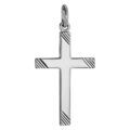 Pendentifs sur Artemare : Pendentif croix en argent rhodi&eacute; avec stries aux extr&eacute;mit&eacute;s 27mm