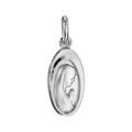 Pendentif m&eacute;daille en argent rhodi&eacute; vierge ovale