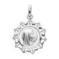 Pendentifs sur Artemare : Pendentif m&eacute;daille en argent rhodi&eacute; vierge avec contour dentel&eacute;