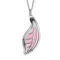 Collier en acier cha&icirc;ne avec pendentif motif feuille rose 45cm + 10cm