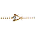 Bracelet en plaqu&eacute; or cha&icirc;ne avec c?ur oxyde blanc serti clos 16cm + 2cm