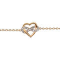 Bracelet en plaqu&eacute; or cha&icirc;ne avec coeur m&ecirc;l&eacute; avec symbole infini oxydes blancs sertis 16cm + 2cm Artemare