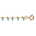 Bracelet en plaqu&eacute; or pampilles boules turquoises 16cm + 2cm Artemare