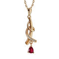 Collier en plaqu&eacute; or pendentif pierre rouge 42cm + 3cm Artemare