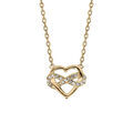 Collier en plaqu&eacute; or coeur infini oxydes blancs sertis 42cm
