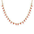 Colliers sur Artemare : Collier en plaqu&eacute; or pampilles boules corail 42cm