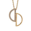Collier en plaqu&eacute; or 2 demi cercles &eacute;vid&eacute;s oxydes blancs sertis 40cm + 4cm