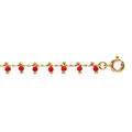 Cha&icirc;ne de cheville en plaqu&eacute; or pampilles boules corail 25cm Artemare