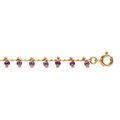 Cha&icirc;ne de cheville en plaqu&eacute; or pampilles boules violettes 25cm