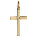 Pendentif croix en plaqu&eacute; or grand mod&egrave;le diamant&eacute;e en &eacute;toile 24mm X 15mm