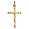 Pendentif en plaqu&eacute; or croix fine avec J&eacute;sus Christ sur la croix et ciselage aux extr&eacute;mit&eacute;s
