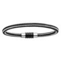 Bracelet pour charms homme grand mod&egrave;le en acier noir et gris fermoir aimant&eacute; et viss&eacute; - longueur 23 cm