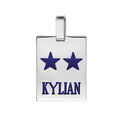 Pendentif en argent plaque G.I. rectangulaire &agrave; graver - Champions du monde 2 &eacute;toiles avec gravure pr&eacute;nom Artemare