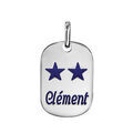 Pendentif en argent plaque G.I. avec pans arrondis moyen mod&egrave;le 18mm X 25,7mm - Champions du monde 2 &eacute;toiles avec gravure pr&eacute;nom