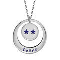 Colliers sur Artemare : Collier en argent rhodi&eacute; cha&icirc;ne avec pendentif anneau et m&eacute;daille &agrave; graver - Champions du monde 2 &eacute;toiles avec gravure pr&eacute;nom