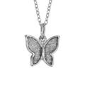 Collier en argent rhodi&eacute; cha&icirc;ne avec pendentif papillon glitter - longueur 42+3cm