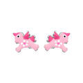 Boucles d'oreille sur Artemare : Boucles d'oreille enfant en argent rhodi&eacute; licorne rose avec ailes et fermoir poussette