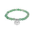 Bracelet extensible en pierres naturelles Agate verte et arbre de vie en argent rhodi&eacute; Artemare