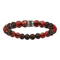 Bracelet acier elastique perles bois et quartz rouge Artemare