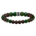 Bracelet acier elastique perles bois et quartz vert Artemare