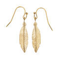 Boucles d'oreille sur Artemare : Boucles d'oreille pendantes en plaqu&eacute; or plume et fermoir crochet