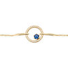 Bracelet en plaqu&eacute; or cha&icirc;ne cercle &eacute;vid&eacute; avec 1 pierre bleu nuit contour oxydes blancs sertis - longueur 16+2cm