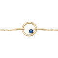 Bracelet en plaqu&eacute; or cha&icirc;ne cercle &eacute;vid&eacute; avec 1 pierre bleu nuit contour oxydes blancs sertis - longueur 16+2cm Artemare