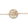Bracelet en plaqu&eacute; or cha&icirc;ne avec arbre de vie cercl&eacute; et oxydes blancs sertis - longueur 16+3cm
