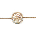 Bracelet en plaqu&eacute; or cha&icirc;ne avec arbre de vie cercl&eacute; et oxydes blancs sertis - longueur 16+3cm Artemare