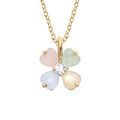 Collier plaqu&eacute; or pendentif forme fleur verre opaque pastel - longueur 40+4cm Artemare