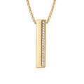Collier plaqu&eacute; or pendentif rectangulaire oxydes blancs sert - longueur 40+4cm