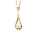 Collier en plaqu&eacute; or cha&icirc;ne avec pendentif goutte avec perle blanche d'eau douce - longueur 40+4cm