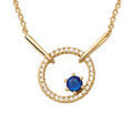 Colliers sur Artemare : Collier plaqu&eacute; or forme rond 1 verre bleu fonc&eacute; contour oxydes blancs sertis - longueur 40+4cm