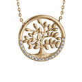 Colliers sur Artemare : Collier plaqu&eacute; or arbre de vie oxydes blancs sertis - longueur 40+5cm