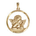 Pendentifs sur Artemare : Pendentif m&eacute;daille en plaqu&eacute; or ajour&eacute; Ange contour diamant&eacute;