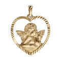 Pendentifs sur Artemare : Pendentif plaqu&eacute; or coeur ajour&eacute; Ange contour diamant&eacute;