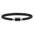 Bracelets sur Artemare : Bracelet pour charms homme grand mod&egrave;le en acier noir fermoir aimant&eacute; et viss&eacute; - longueur 18 cm