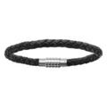 Bracelet pour charms homme grand mod&egrave;le en cuir noir fermoir aimant&eacute; et viss&eacute; - longueur 18 cm
