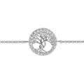 Chaine sur Artemare : Bracelet en argent rhodi&eacute; cha&icirc;ne avec pastille arbre de vie orn&eacute; d'oxydes blancs sertis longueur 16+2cm