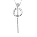 Collier en argent rhodi&eacute; cha&icirc;ne en forme Y avec pendentif cercle oxydes blancs sertis et baguette pendante longueur 42+3cm Artemare