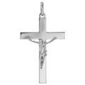 Pendentifs sur Artemare : Pendentif croix en argent rhodi&eacute; J&eacute;sus Christ sur la croix grand mod&egrave;le - 35mm X 24mm