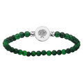 Bracelet extensible en Malachite v&eacute;ritable avec pastille arbre de vie en argent rhodi&eacute;