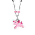 Colliers sur Artemare : Collier en argent rhodi&eacute; avec pendentif licorne rose longueur 36+3cm
