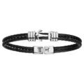 Bracelets sur Artemare : Bracelet en acier et double c&acirc;ble noir motif ancre 19cm