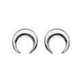 Boucles d'oreille sur Artemare : Boucles d'oreille en argent rhodi&eacute; croissant de lune lisse et fermoir poussette