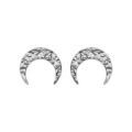 Boucles d'oreille sur Artemare : Boucles d'oreille en argent rhodi&eacute; croissant de lune martel&eacute; et fermoi poussette