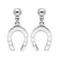 Boucles d'oreille sur Artemare : Boucles d'oreille pendantes en argent rhodi&eacute; fer &agrave; cheval et fermoir poussette