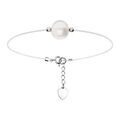 Bracelet en argent rhodi&eacute; fil transparent avec perle d'eau douce longueur 18+4cm Artemare