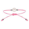Bracelet en argent rhodi&eacute; cordon r&eacute;glable rose avec perle d'eau douce Artemare